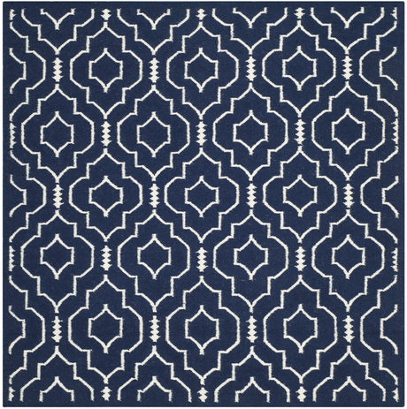 Safavieh Dhurries 6'-0" x 6'-0" Rug in Navy / Ivory