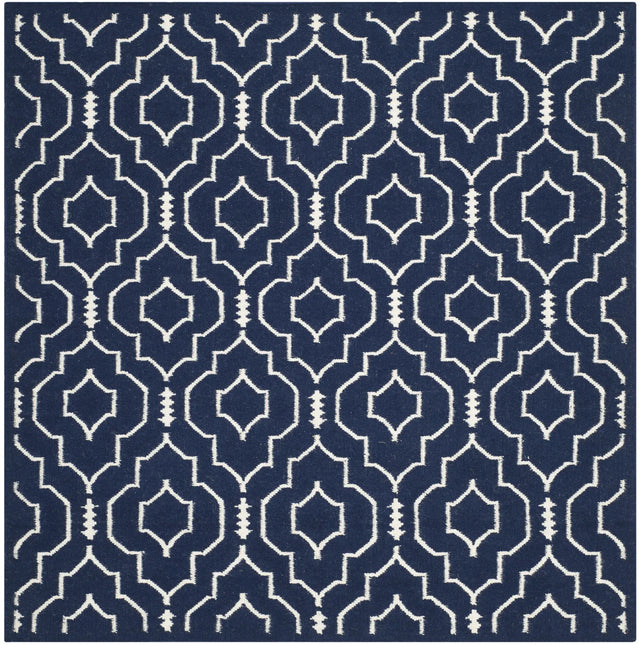 Safavieh Dhurries 6'-0" x 6'-0" Rug in Navy / Ivory