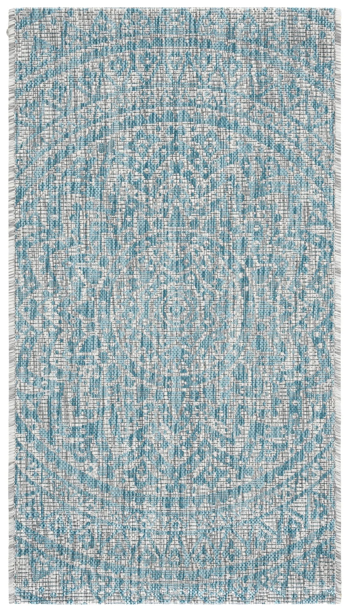 Safavieh Courtyard 2'-0" x 3'-7" Rug in Light Grey / Aqua