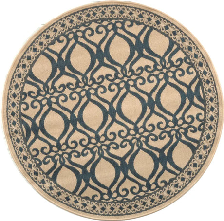 Safavieh Courtyard 5'-3" x 5'-3" Rug in Natural / Blue
