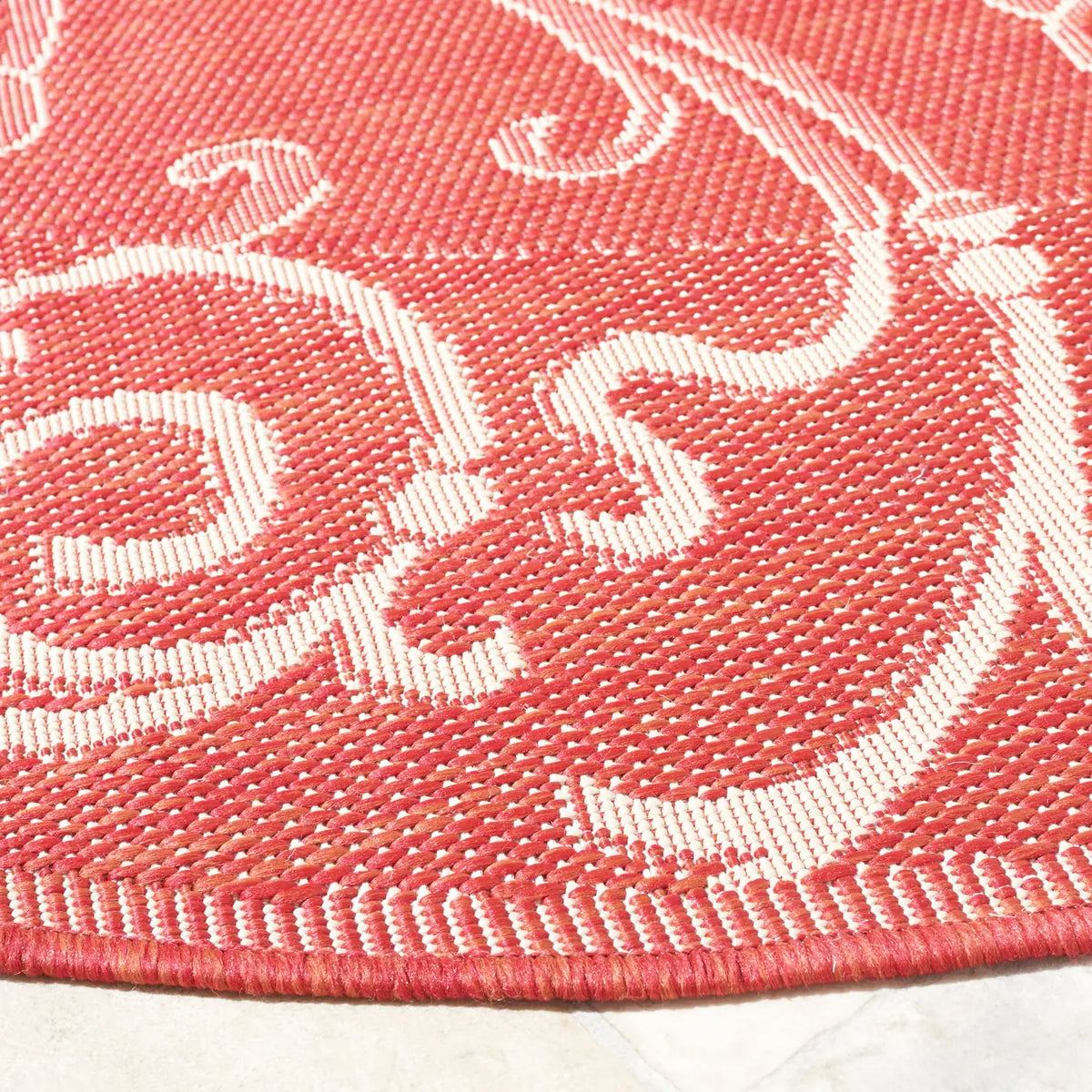 Safavieh Courtyard 6'-7" x 6'-7" Rug in Red / Natural
