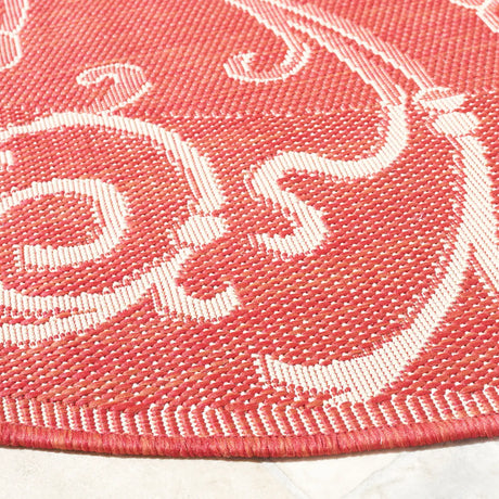 Safavieh Courtyard 6'-7" x 6'-7" Rug in Red / Natural