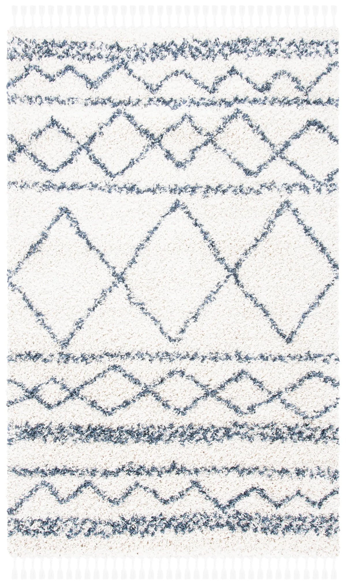 Safavieh Pro Lux Shag 400 4'-0" x 6'-0" Rug in Ivory / Blue
