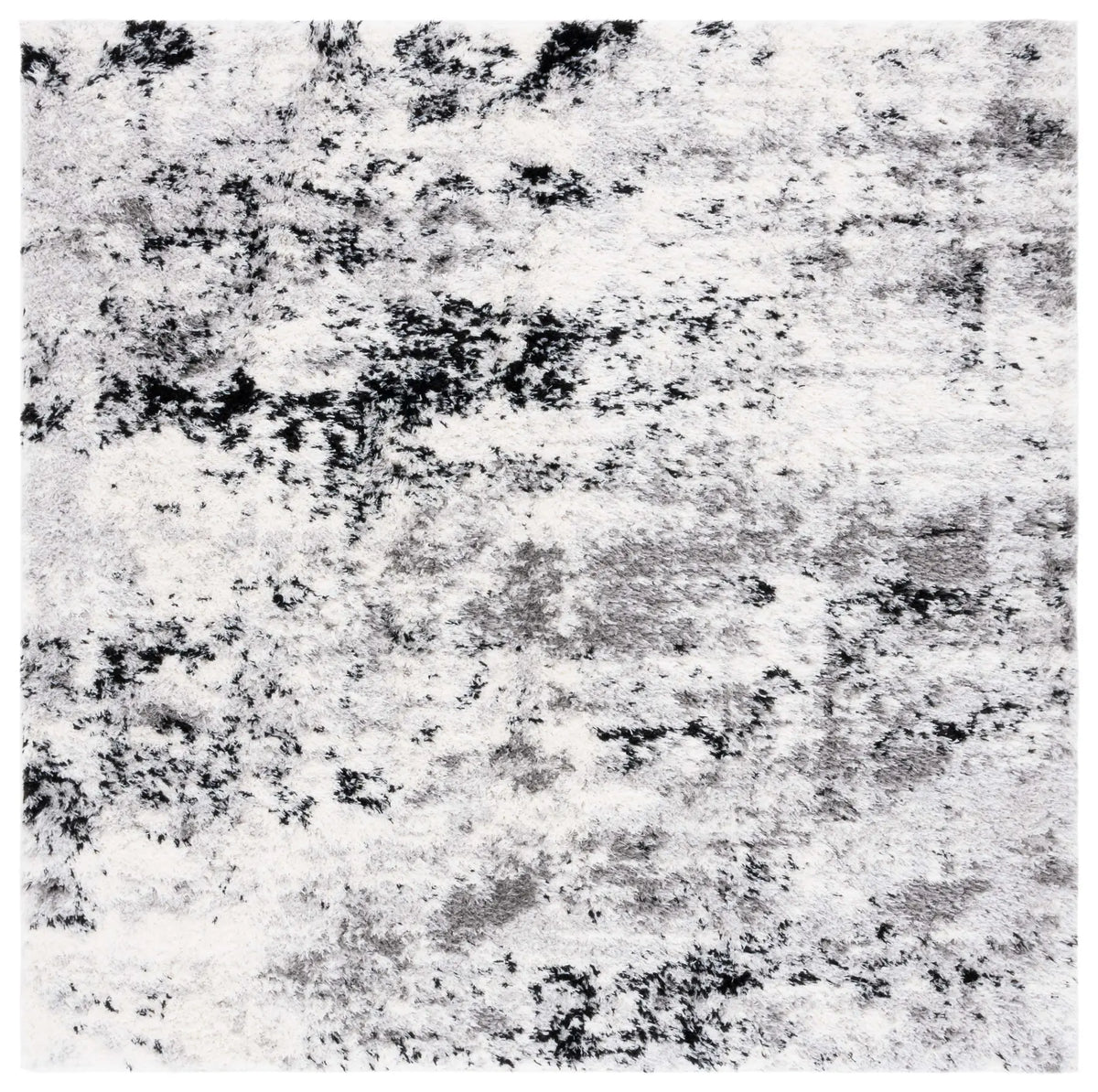 Safavieh Lindsay Shag 6'-7" x 6'-7" Rug in Grey / Black Ivory
