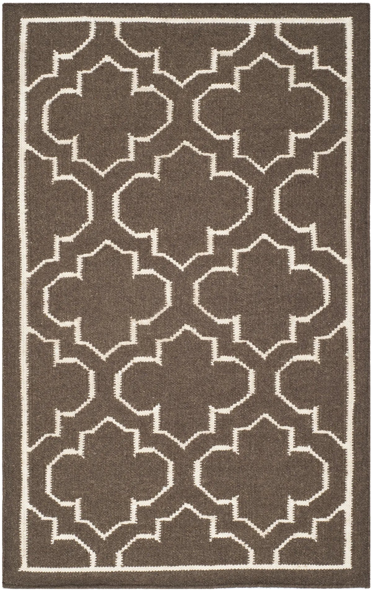 Safavieh Dhurries 2'-6" x 4'-0" Rug in Brown / Ivory