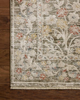 Loloi Clarisse CLS-05 Traditional Power Loomed Olive, Multi Rug - corner on wood
