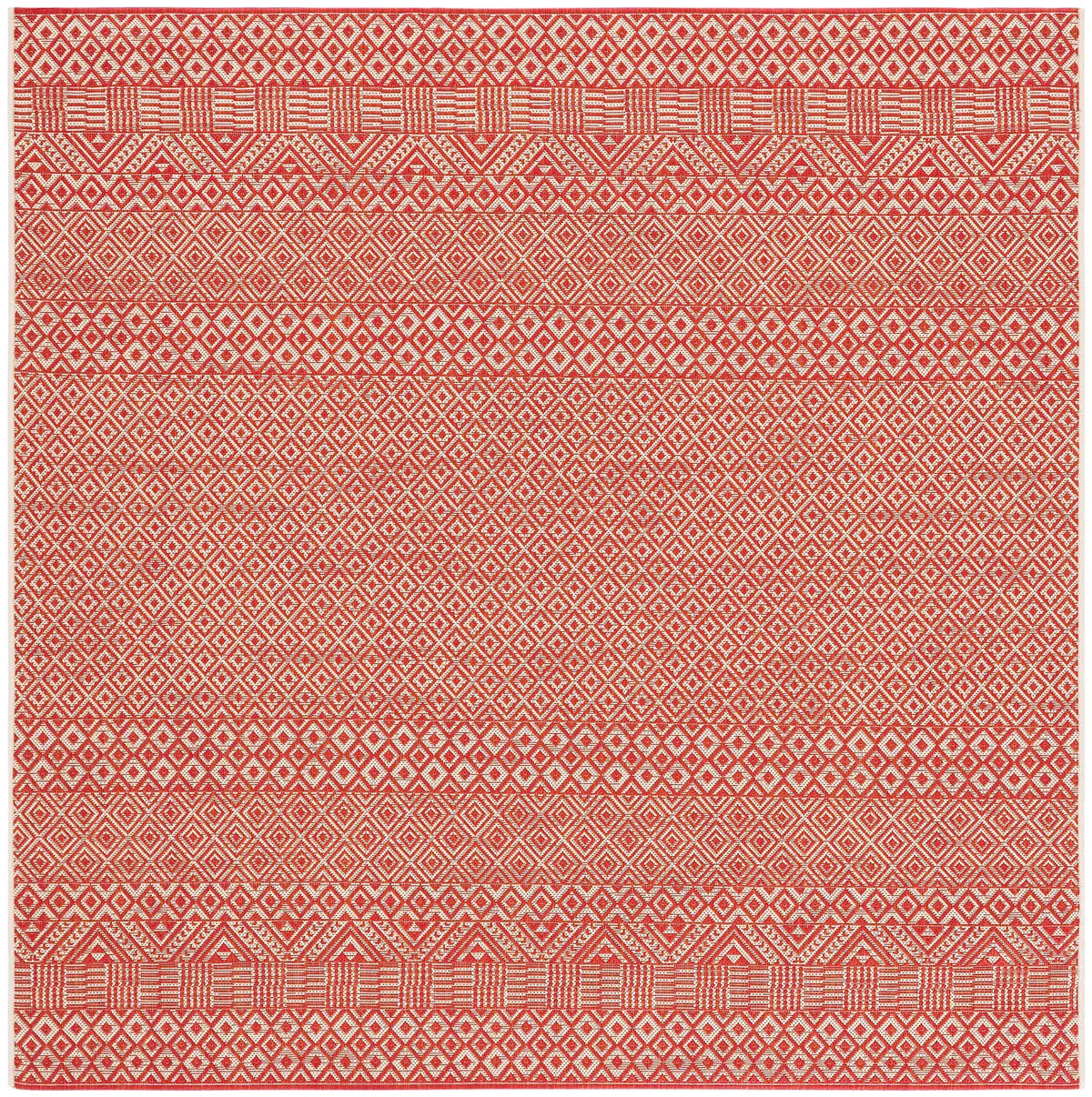 Safavieh Courtyard 6'-7" x 6'-7" Rug in Beige / Red