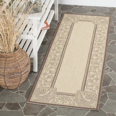 Safavieh Courtyard 2'-3" x 10'-0" Rug in Natural / Chocolate