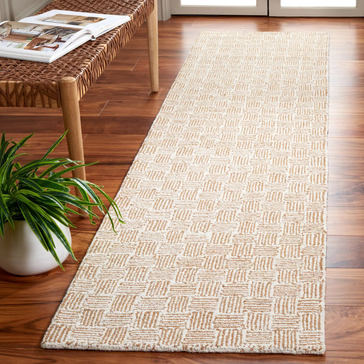 Safavieh Micro-Loop 2'-3" x 9'-0" Rug in Light Gold / Ivory