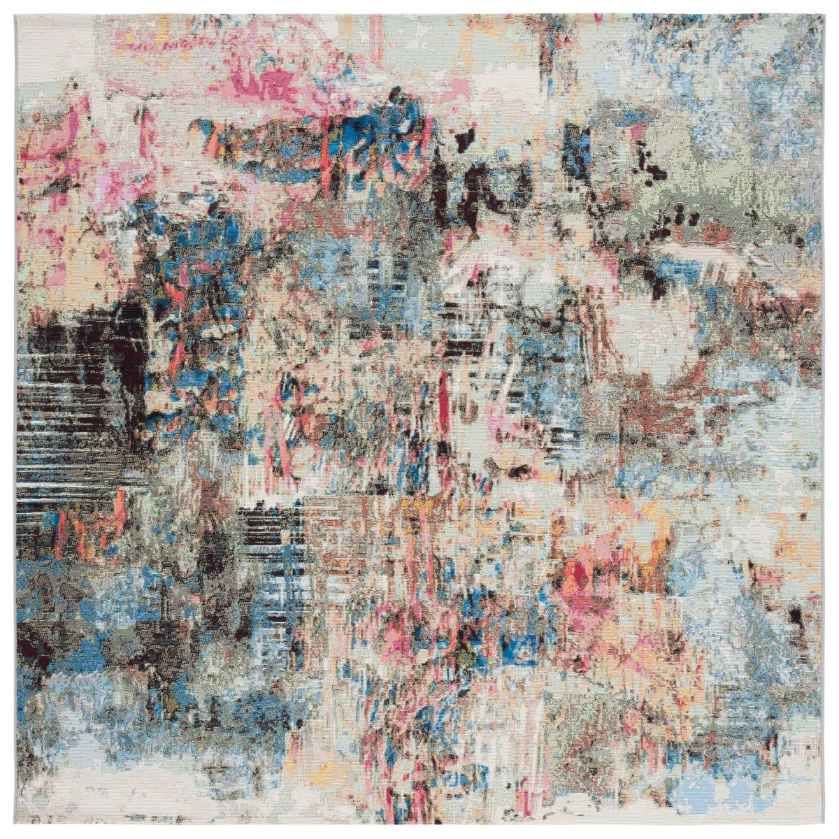 Safavieh Barbados 500 6'-6" x 6'-6" Rug in Green Ivory / Black Rust