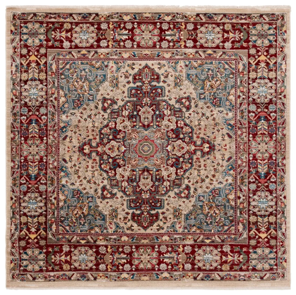 Safavieh Kashan 6'-7" x 6'-7" Rug in Ivory / Red
