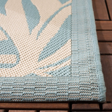 Safavieh Courtyard 4'-0" x 5'-7" Rug in Aqua / Cream