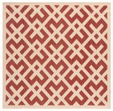 Safavieh Courtyard 5'-3" x 5'-3" Rug in Red / Bone