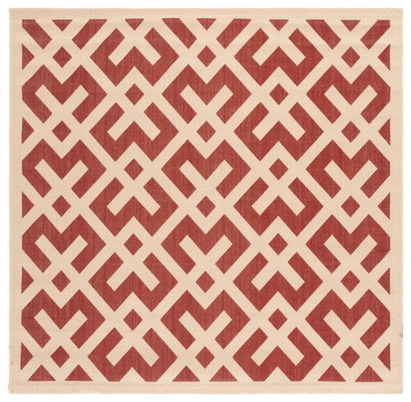 Safavieh Courtyard 5'-3" x 5'-3" Rug in Red / Bone