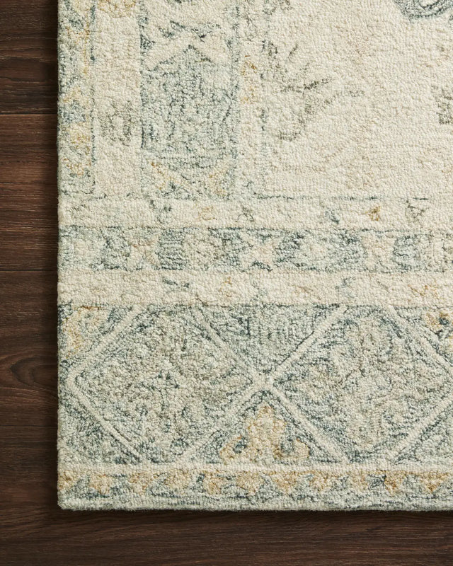 Loloi Norabel Nor-01 Ivory/Slate Rugs - corner on wood