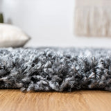 Safavieh Pro Lux Shag 400 4'-0" x 6'-0" Rug in Dark Grey / Ivory