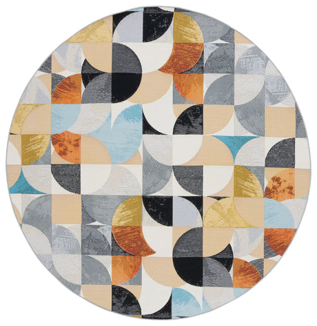 Safavieh Barbados 500 6'-6" x 6'-6" Rug in Ivory Black / Blue Rust