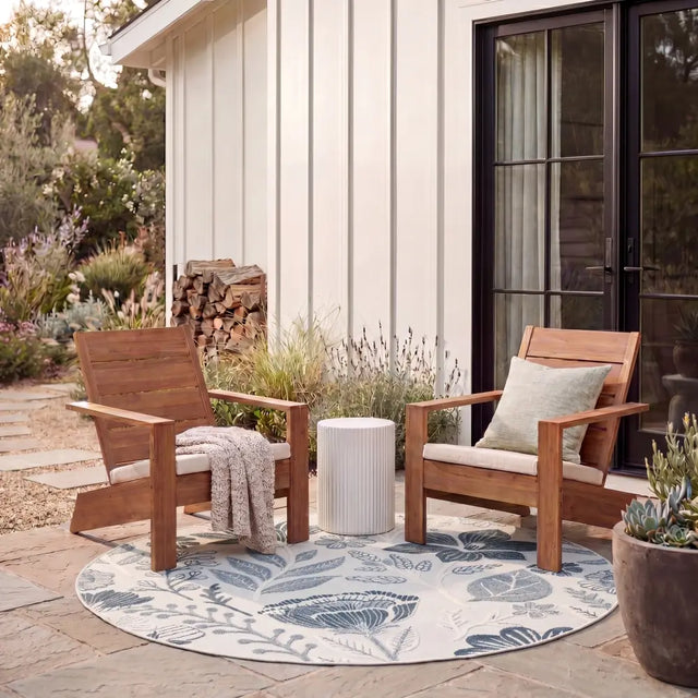 Safavieh Cabana 6'-7" x 6'-7" Rug in Ivory / Blue
