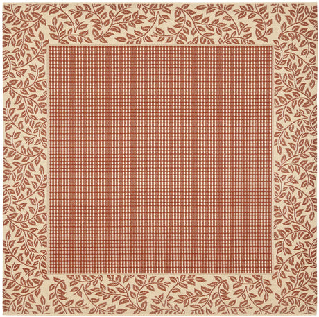 Safavieh Courtyard 6'-7" x 6'-7" Rug in Red / Natural