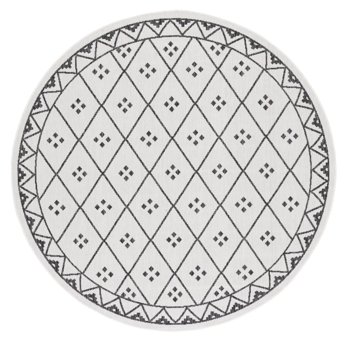 Safavieh Courtyard 6'-7" x 6'-7" Rug in Ivory / Black