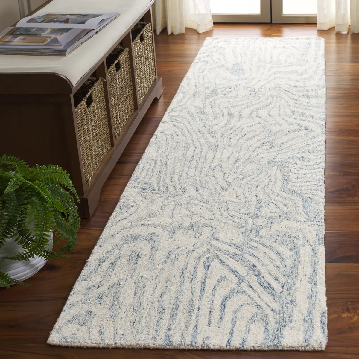 Safavieh Ebony 2'-3" x 9'-0" Rug in Ivory / Light Blue