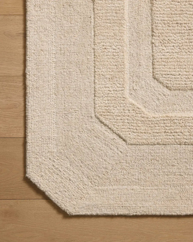 Loloi Clayton CLN-01 Oatmeal Rug - corner on wood
