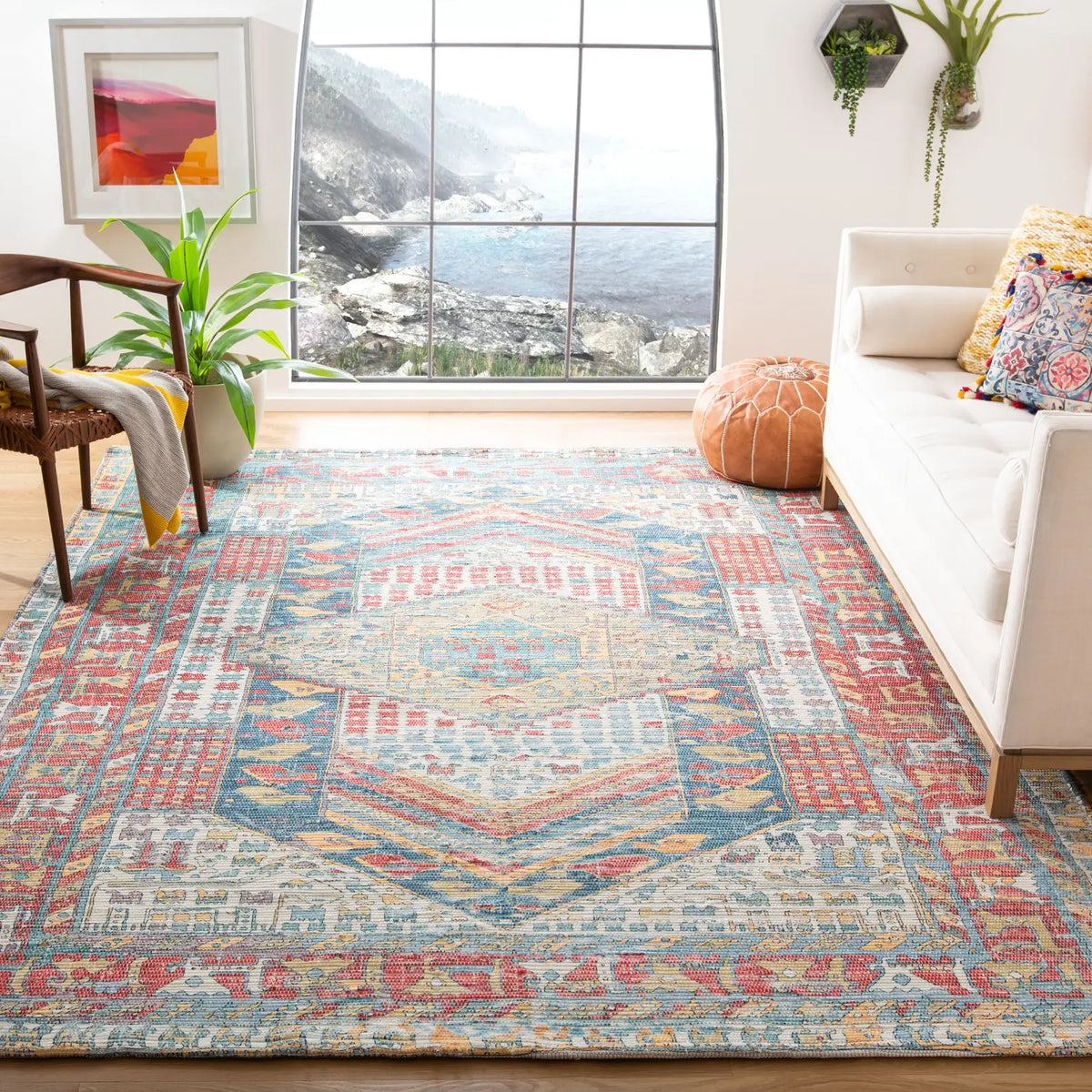 Safavieh Saffron 8'-0" x 10'-0" Rug in Fuchsia / Blue