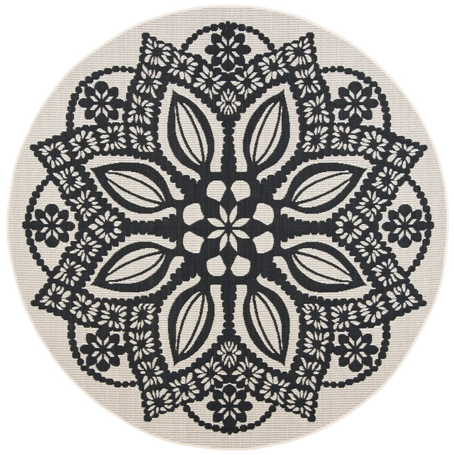 Safavieh Courtyard 6'-7" x 6'-7" Rug in Beige / Black