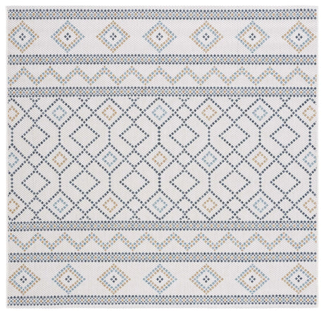 Safavieh Courtyard 6'-7" x 6'-7" Rug in Ivory / Navy Yellow
