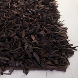 Safavieh Leather Shag 4'-0" x 6'-0" Rug in Dark Brown