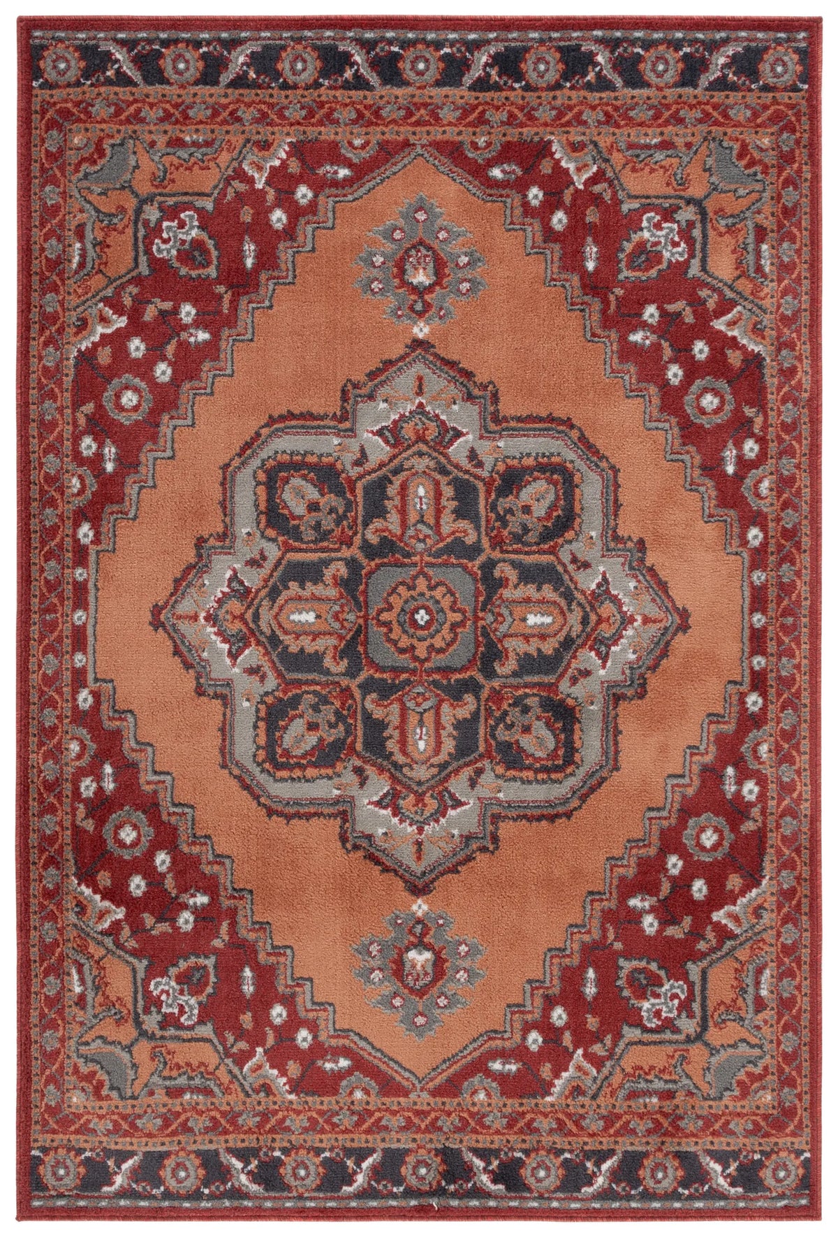 Safavieh Pyramid 4'-5" x 6'-5" Rug in Rust / Ivory Grey