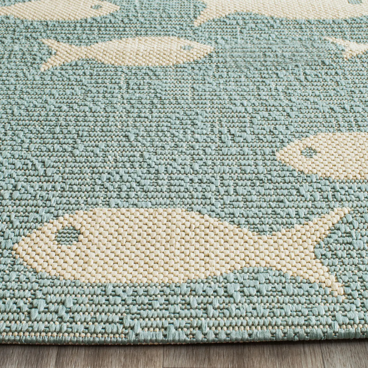Safavieh Courtyard 2'-3" x 10'-0" Rug in Aqua / Beige