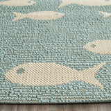 Safavieh Courtyard 2'-3" x 10'-0" Rug in Aqua / Beige