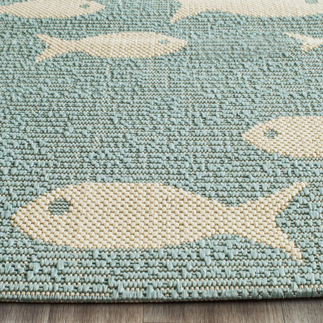 Safavieh Courtyard 2'-3" x 10'-0" Rug in Aqua / Beige
