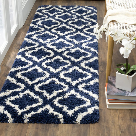 Safavieh Hudson Shag 2'-3" x 10'-0" Rug in Navy / Ivory