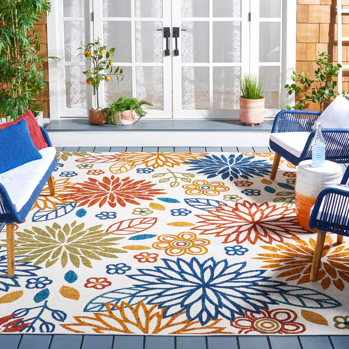 Safavieh Cabana 10'-0" x 14'-0" Rug in Creme / Red