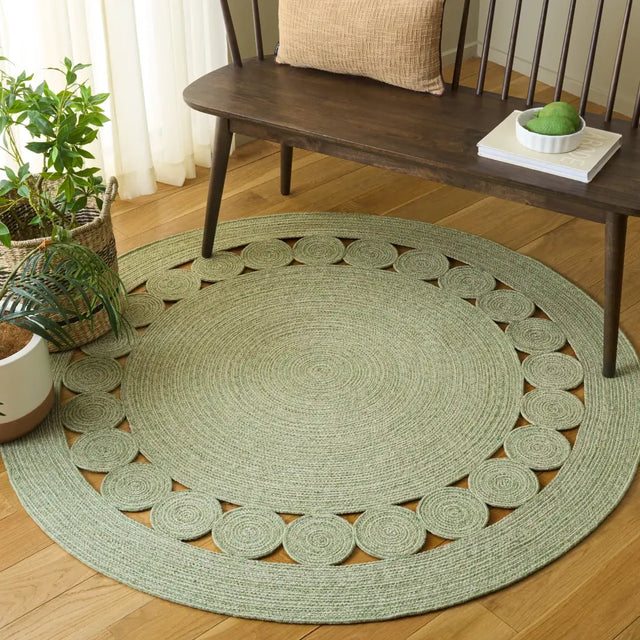 Safavieh Braided 5'-0" x 5'-0" Rug in Green / Ivory