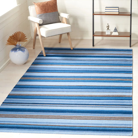 Safavieh Striped Kilim 4'-0" x 6'-0" Rug in Blue / Rust