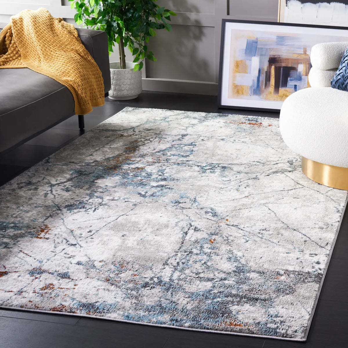 Safavieh Meadow 500 4'-0" x 6'-0" Rug in Grey / Blue