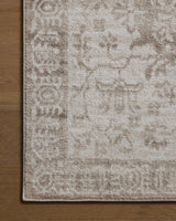 Loloi Lune LUN-05 Taupe / Ivory Rug - corner on wood