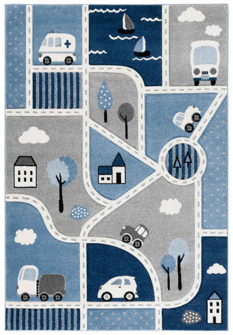 Safavieh Carousel Kids 100 4'-0" x 6'-0" Rug in Grey / Blue