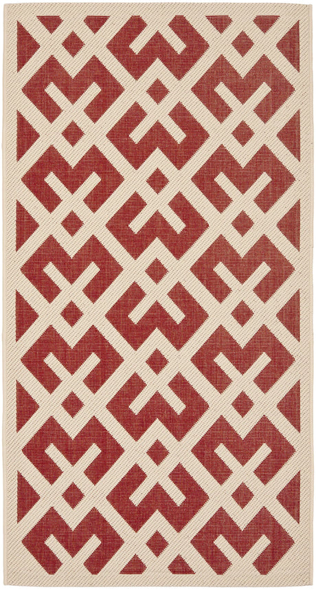 Safavieh Courtyard 2'-7" x 5'-0" Rug in Red / Bone