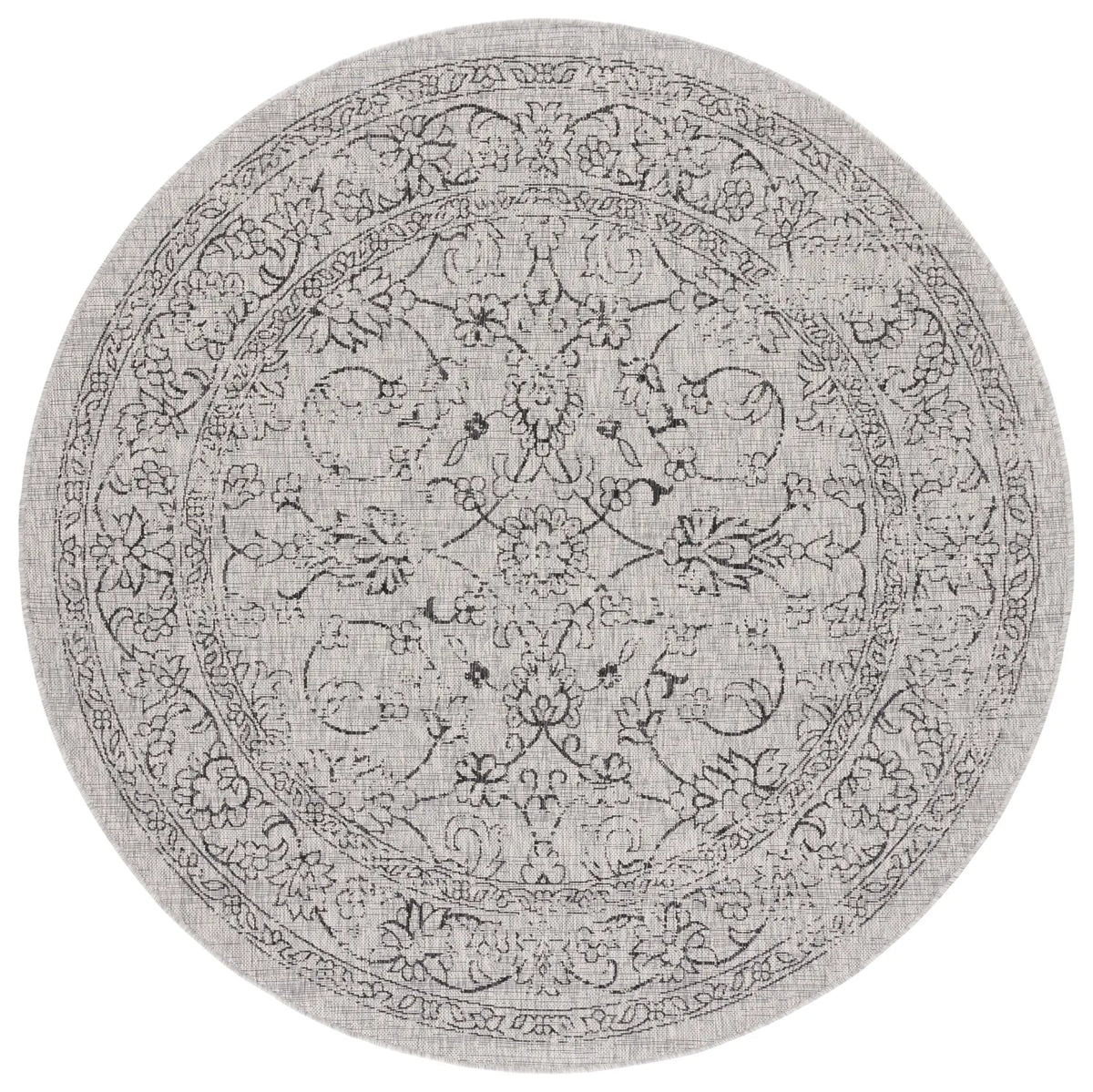 Safavieh Courtyard 6'-7" x 6'-7" Rug in Grey / Black
