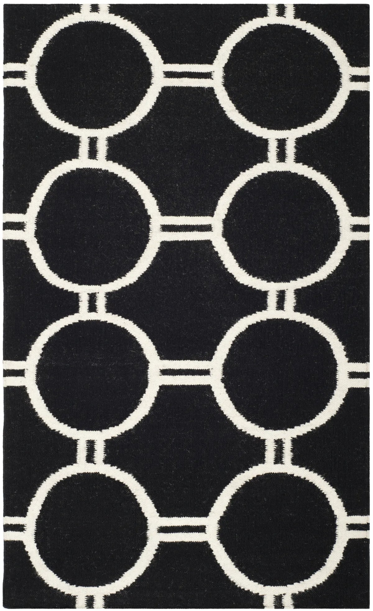 Safavieh Dhurries 3'-0" x 5'-0" Rug in Black / Ivory