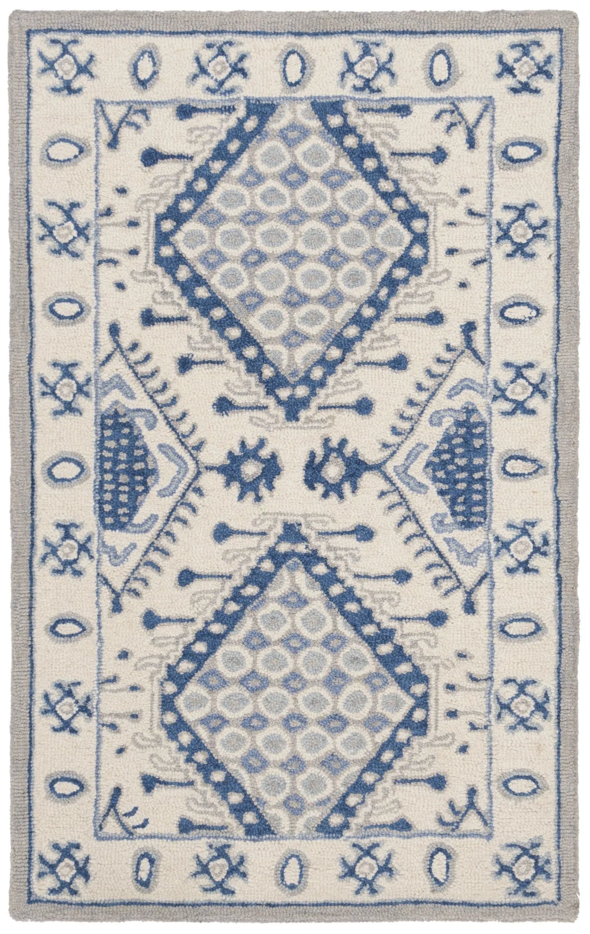 Safavieh Micro-Loop 2'-6" x 4'-0" Rug in Ivory / Blue