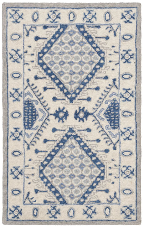 Safavieh Micro-Loop 2'-6" x 4'-0" Rug in Ivory / Blue