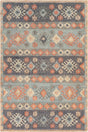 Chandra Ethel ETH-52807 Blue / Gray / Orange / Beige / Black rug, flat view