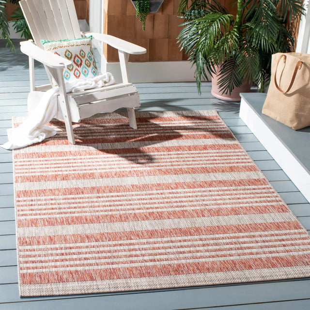 Safavieh Courtyard 5'-3" x 7'-7" Rug in Red / Beige