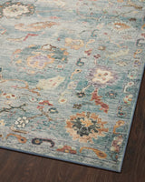 Loloi Margot Mat-06 Denim/Multi Rug - angled corner on wood