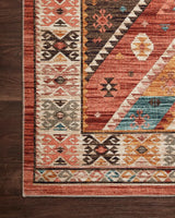 Loloi Zion Zio-05 Red/Multi Rugs - corner on wood